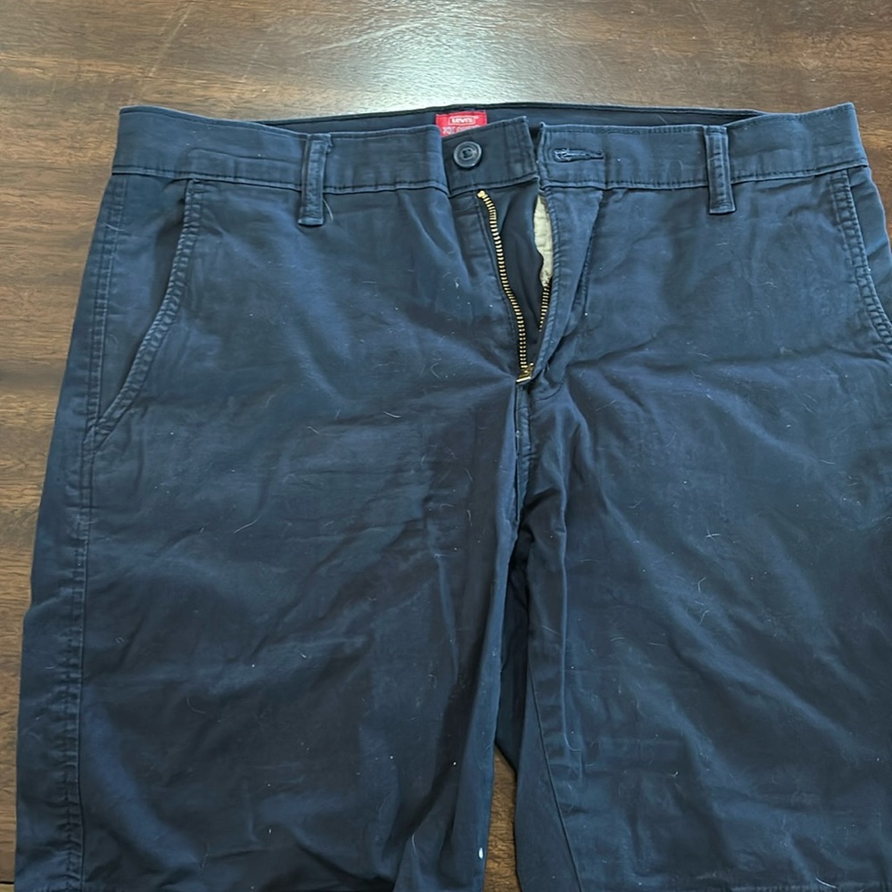 Navy blue flat front shorts